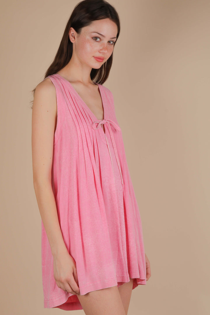 NP70876-Mineral Washed Pleated Romper