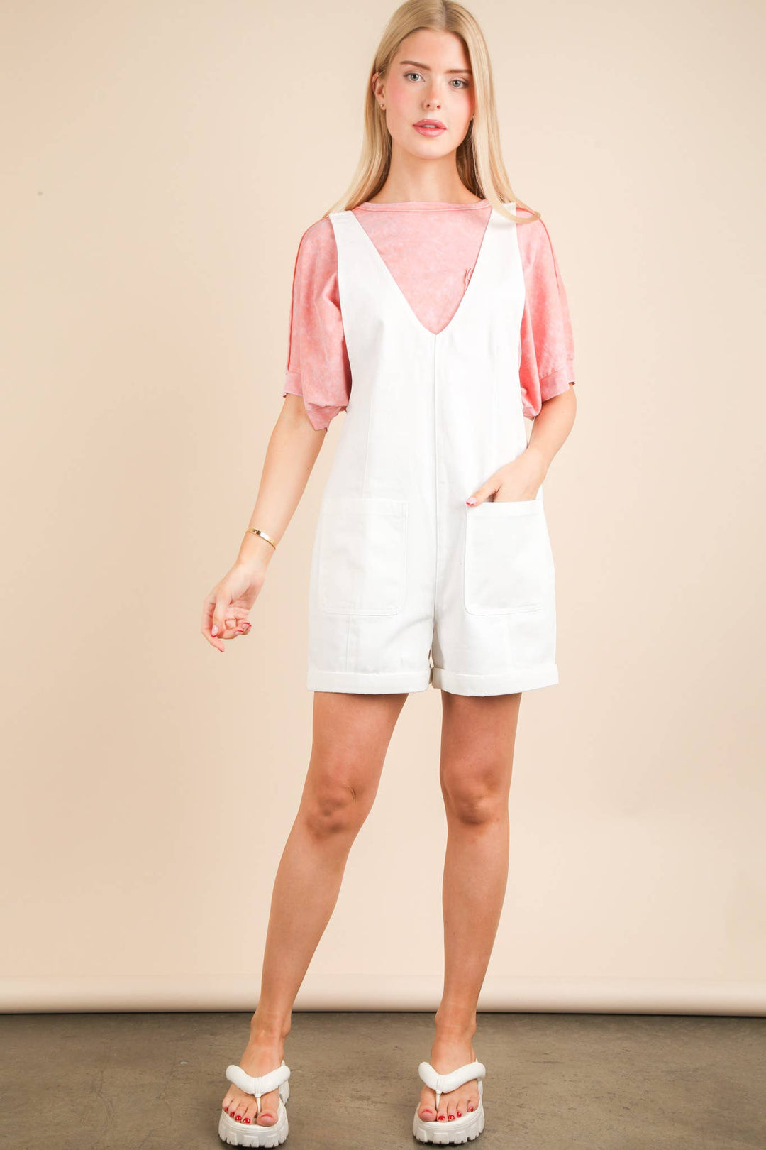 NP70785-Washed Denim Casual Romper