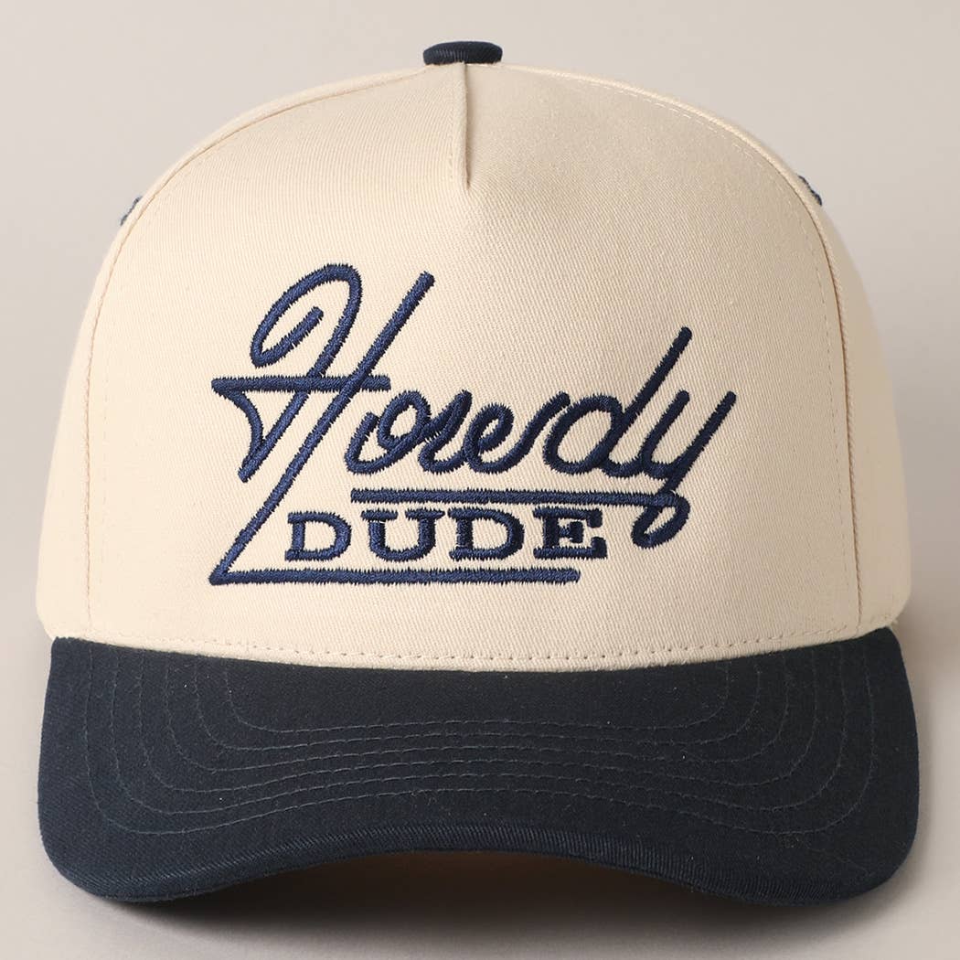 Howdy Dude Embroidery Two Tone Baseball Cap