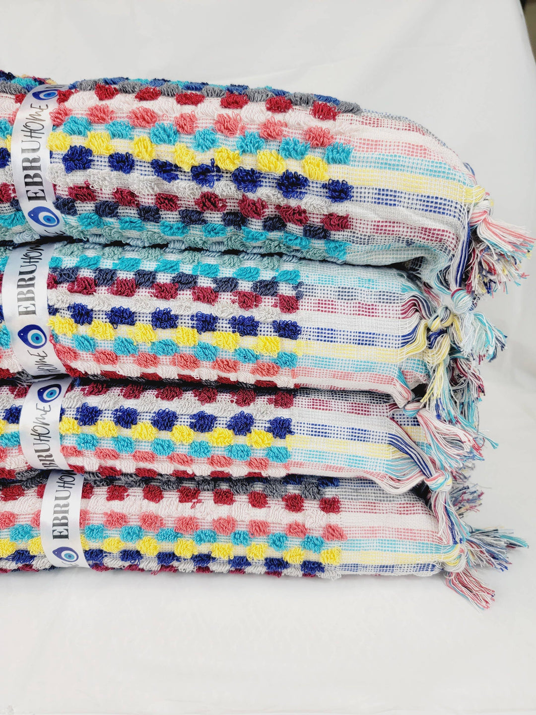 Colorful Organic Turkish Cotton Pom Pom Towel