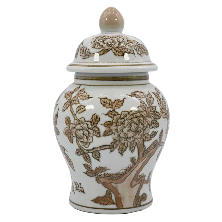 Small Chinoiserie Ceramic Decorative Tea & Ginger Jar 8"