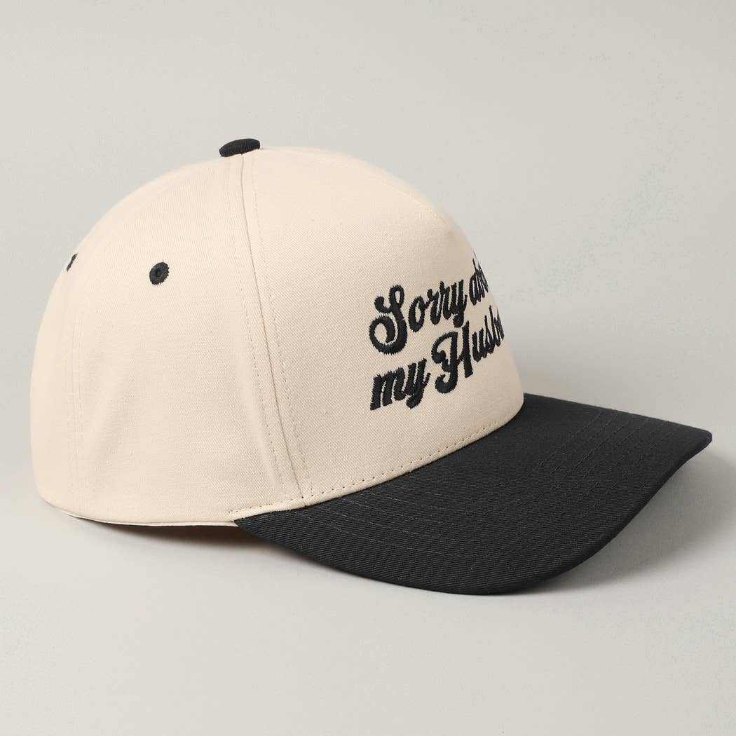 Sorry About My Wife / Husband Embroidery Two-Tone Canvas Cap