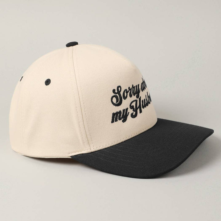 Sorry About My Wife / Husband Embroidery Two-Tone Canvas Cap