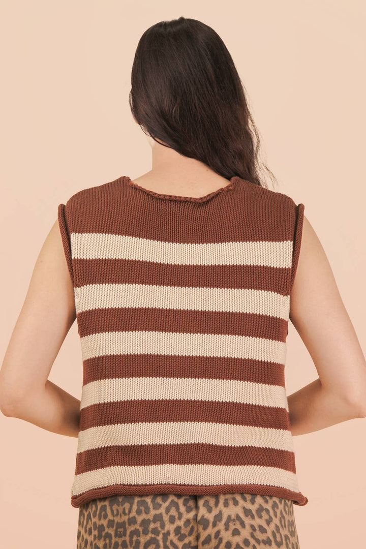 VJ Green Stripe Button Down Knit Sweater Top