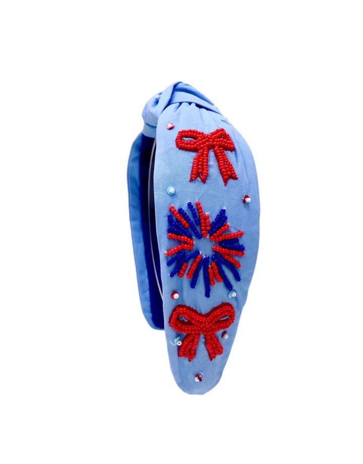 FOURTH OF JULY BEADED KNOTTED HEADBAND