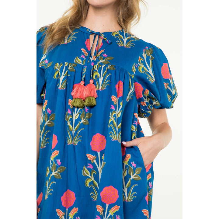 Puff Sleeve Flower Print Dress