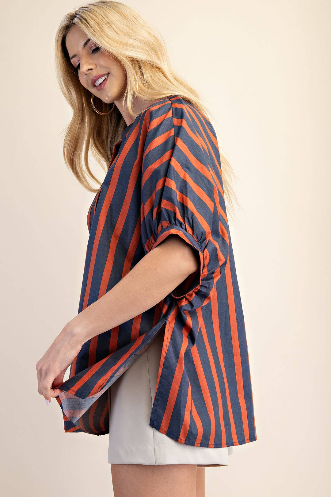 V-Neck Placket Oversized Top