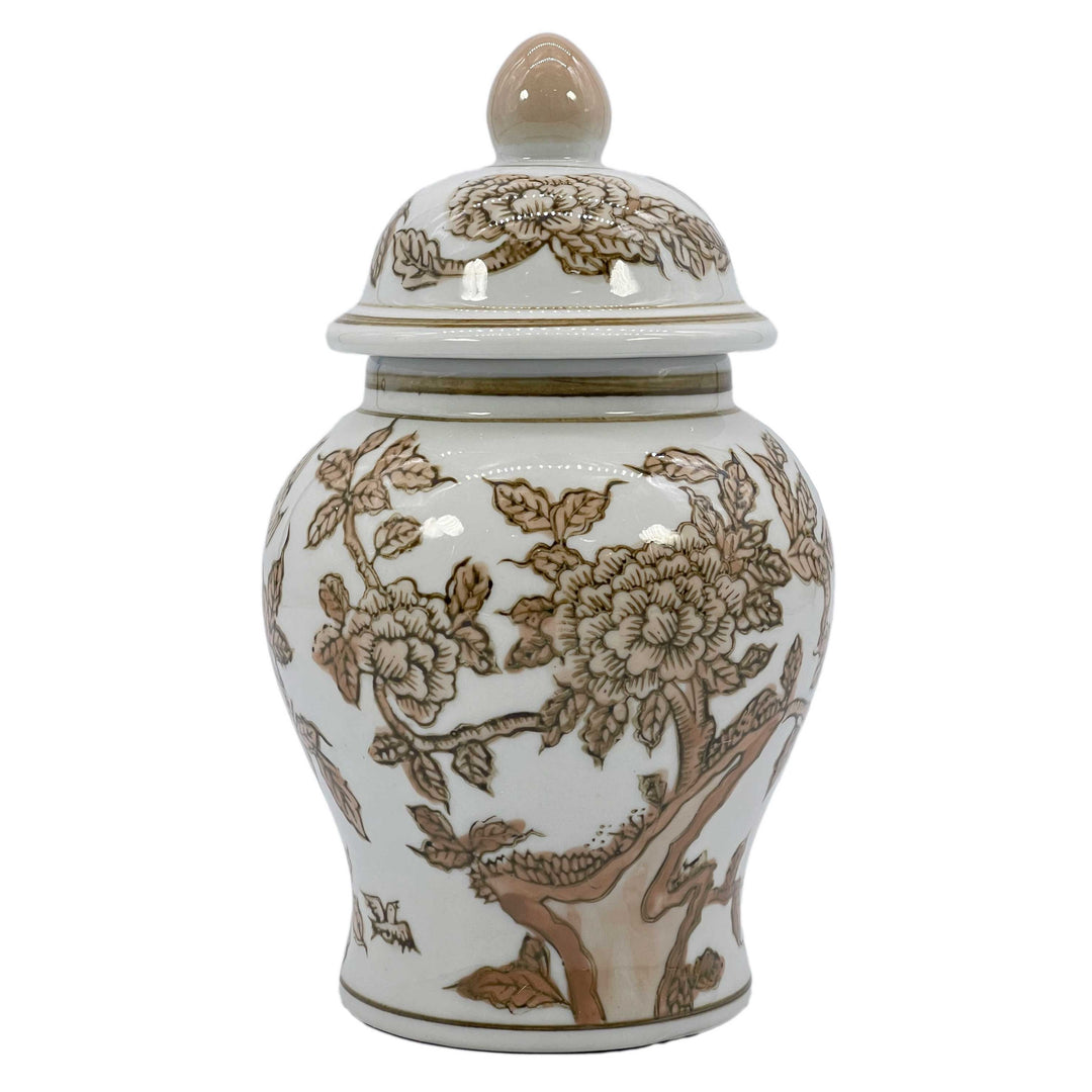 Small Chinoiserie Ceramic Decorative Tea & Ginger Jar 8"