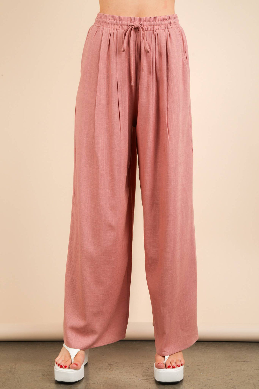 NT12090SET-Solid Woven Top & Pants Set