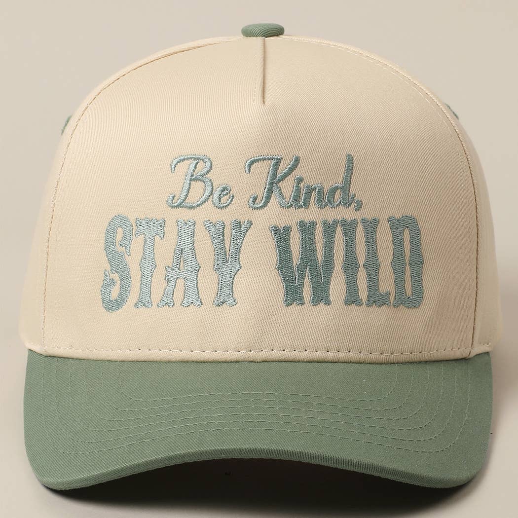 Be Kind Stay Wild Lettering Embroidery Trucker Hat