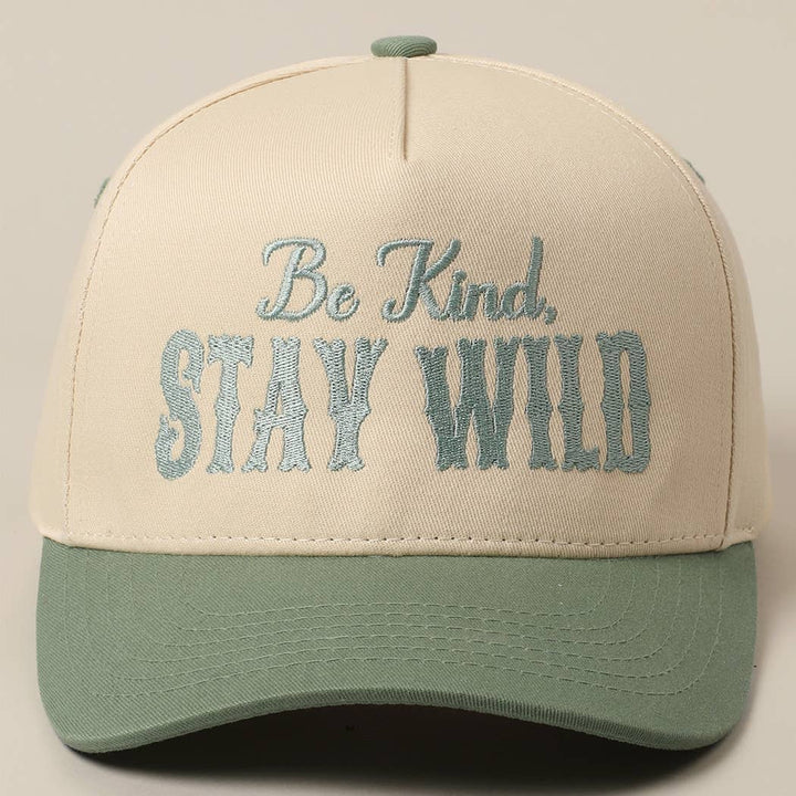 Be Kind Stay Wild Lettering Embroidery Trucker Hat