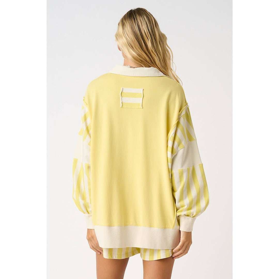 STRIPED COLORBLOCK RUGBY PULLOVER AND SHORTS SET