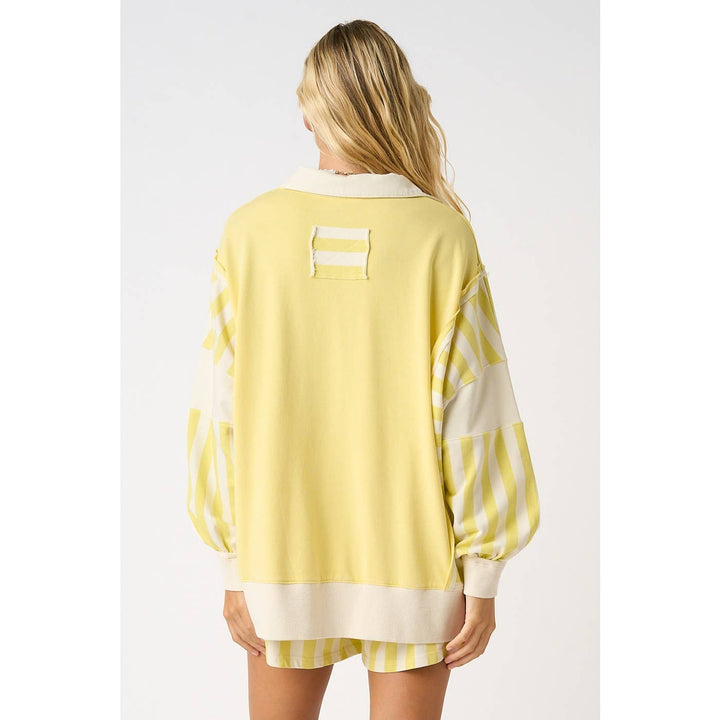 STRIPED COLORBLOCK RUGBY PULLOVER AND SHORTS SET