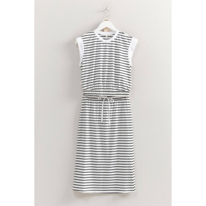 HF25C459-SET-Striped Top And Midi Skirt Knit Set