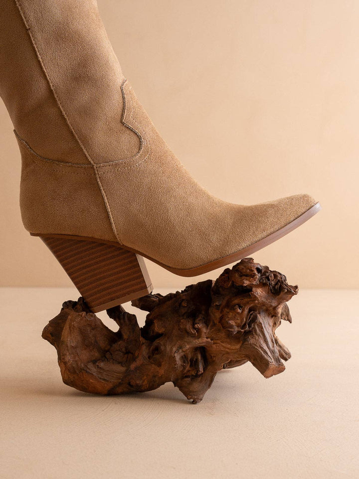 The Barcelona | Latte Knee High Western Boot