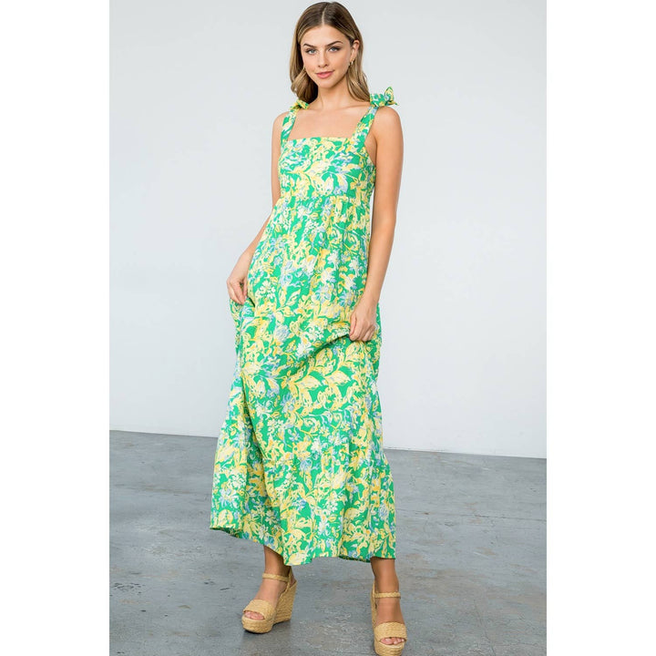 Floral Print Tiered Sleeveless Dress
