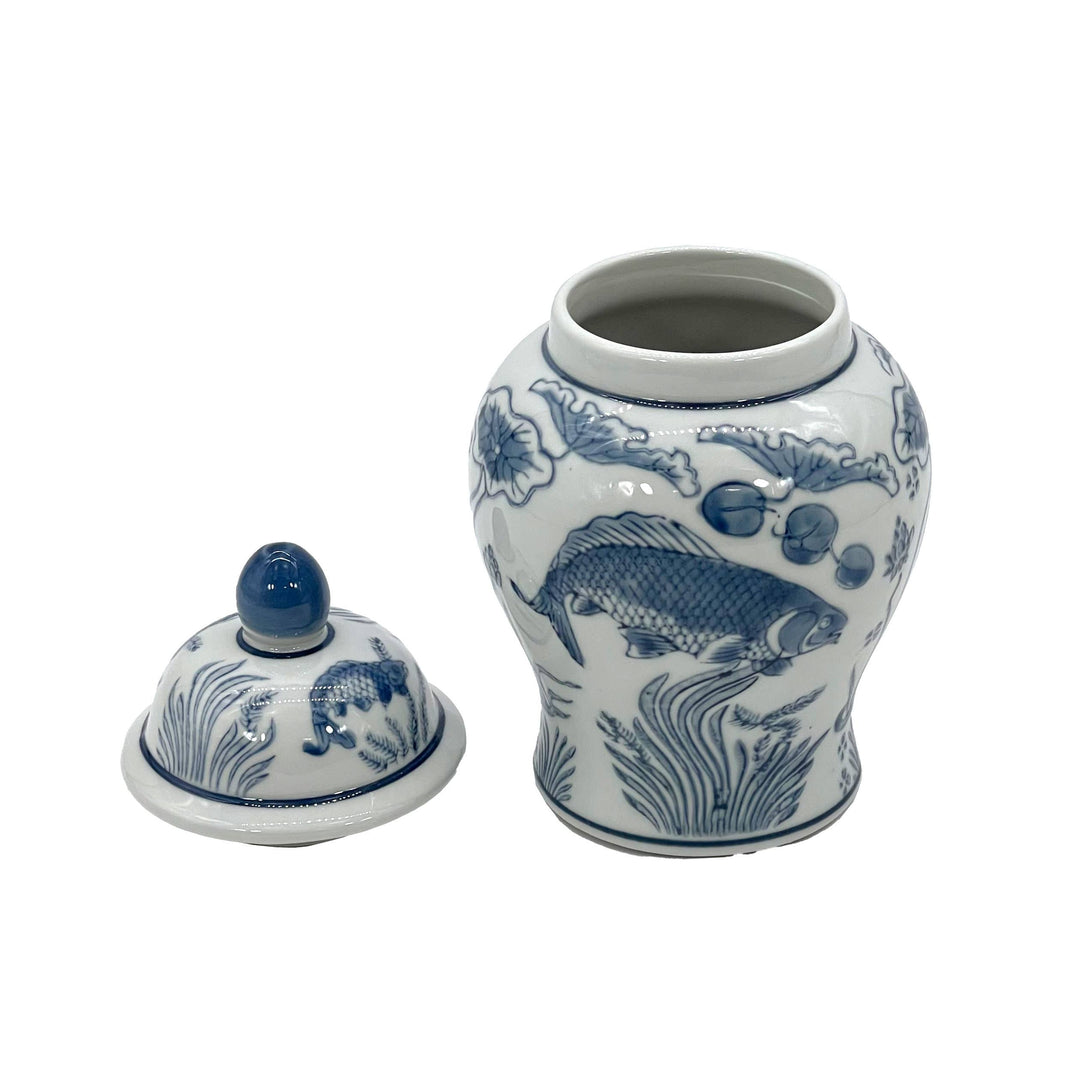 Small Chinoiserie Ceramic Decorative Tea & Ginger Jar 8"