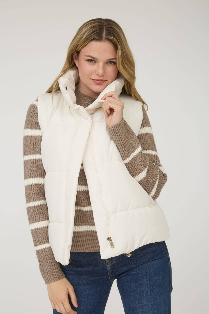 SOLID ZIP UP PUFFER VEST
