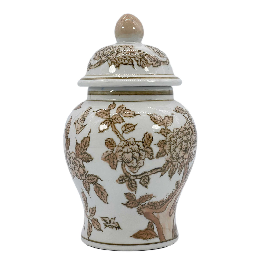 Small Chinoiserie Ceramic Decorative Tea & Ginger Jar 8"