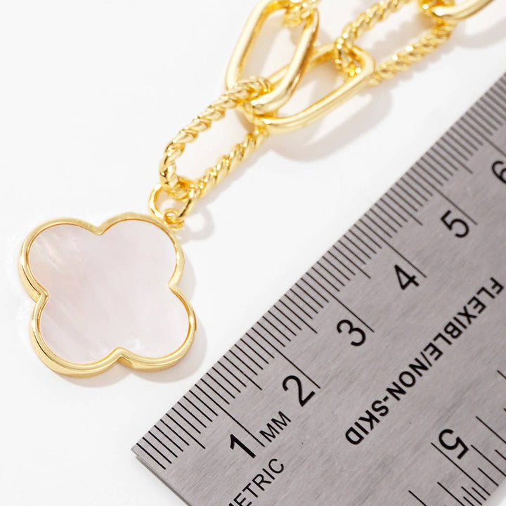 Gold-Dipped Clover Charm Linked Chain Necklace