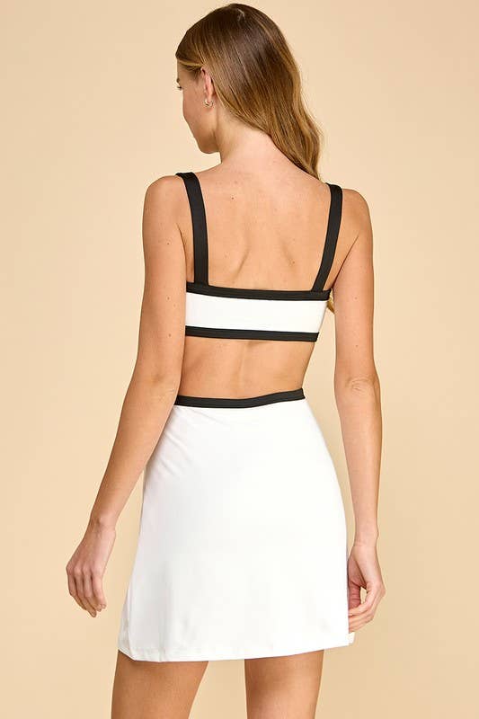 CD05312-Motion Built in Lining Cutout Detail Dress