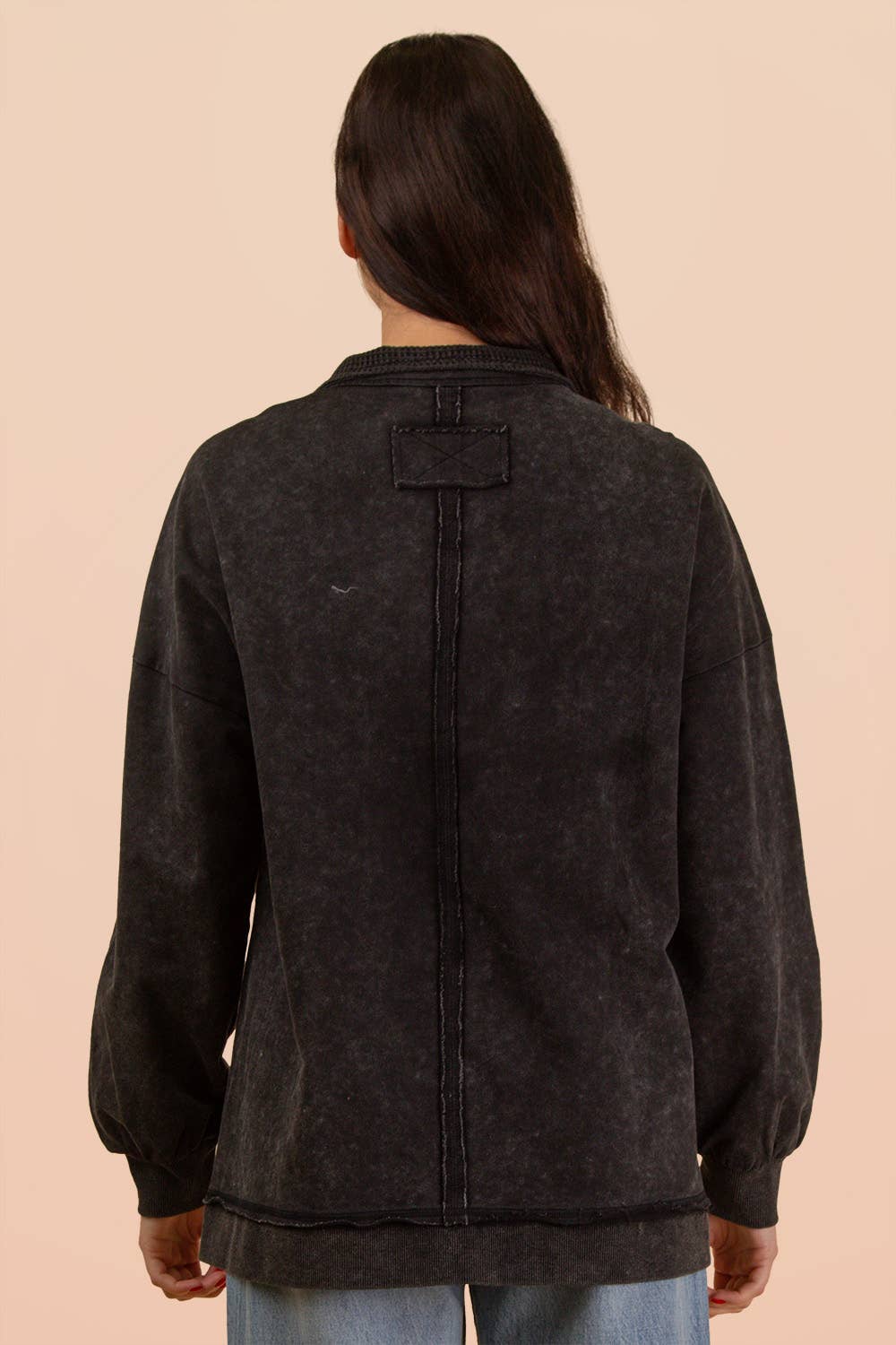 Very J Mock Neck Mineral Washed Knit Top