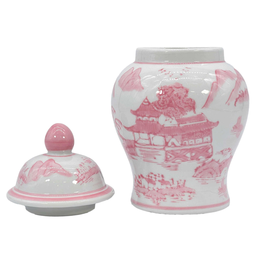 Small Chinoiserie Ceramic Decorative Tea & Ginger Jar 8"