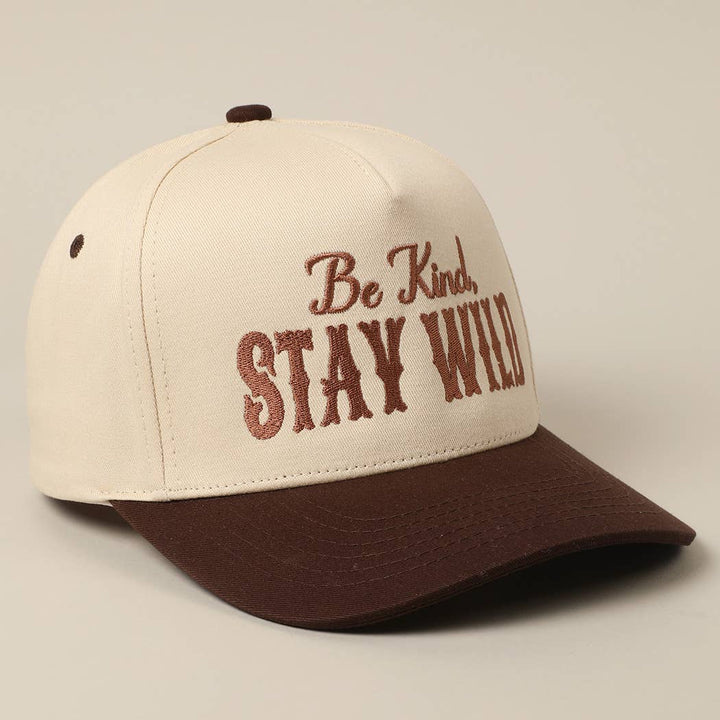Be Kind Stay Wild Lettering Embroidery Trucker Hat