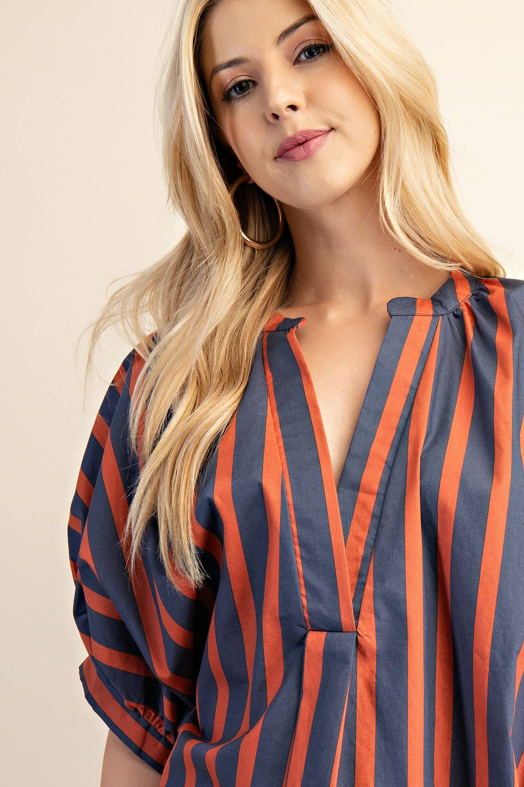 V-Neck Placket Oversized Top