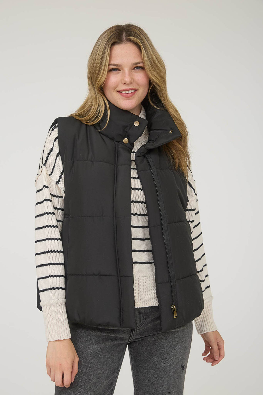 SOLID ZIP UP PUFFER VEST