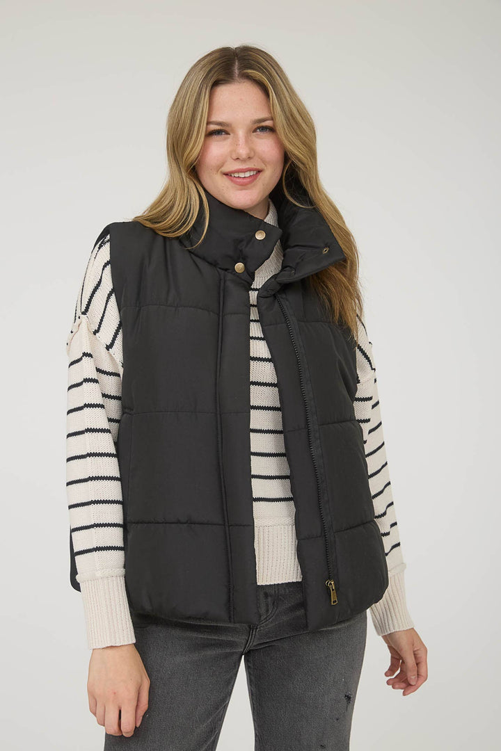SOLID ZIP UP PUFFER VEST