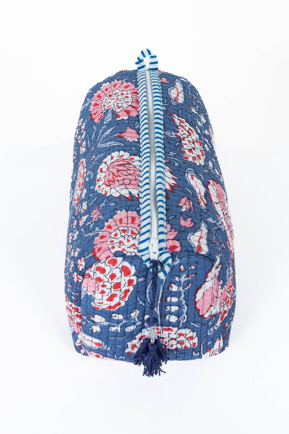 Blue Floral Quilted Toiletry Bag