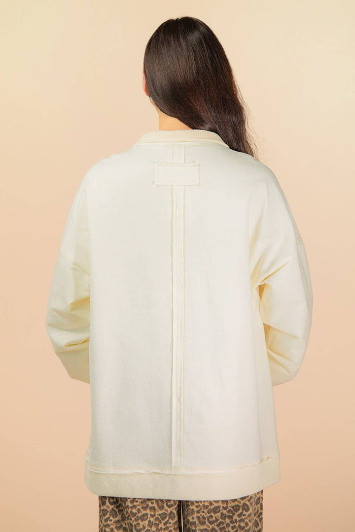 Very J Mock Neck Mineral Washed Knit Top