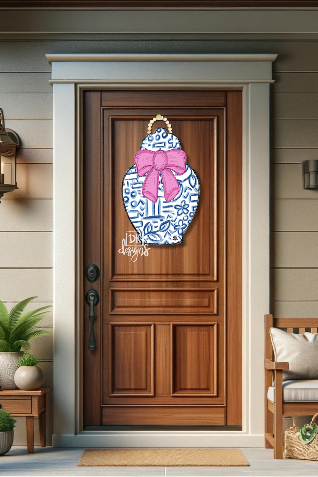 DK Chinoiserie Jar Pink Bow