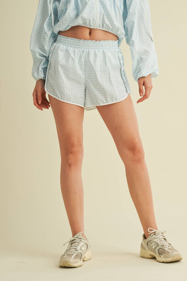 Gingham Print On Point Shorts Blue
