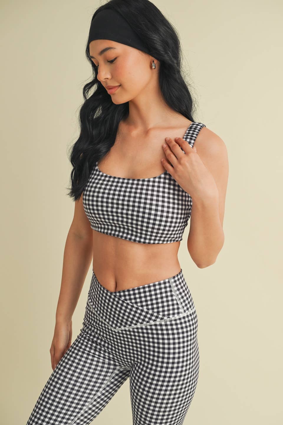 Gingham Print Ruched Bra Top