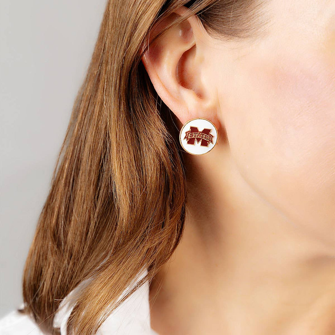 Mississippi State Bulldogs Enamel Disc Stud Earrings