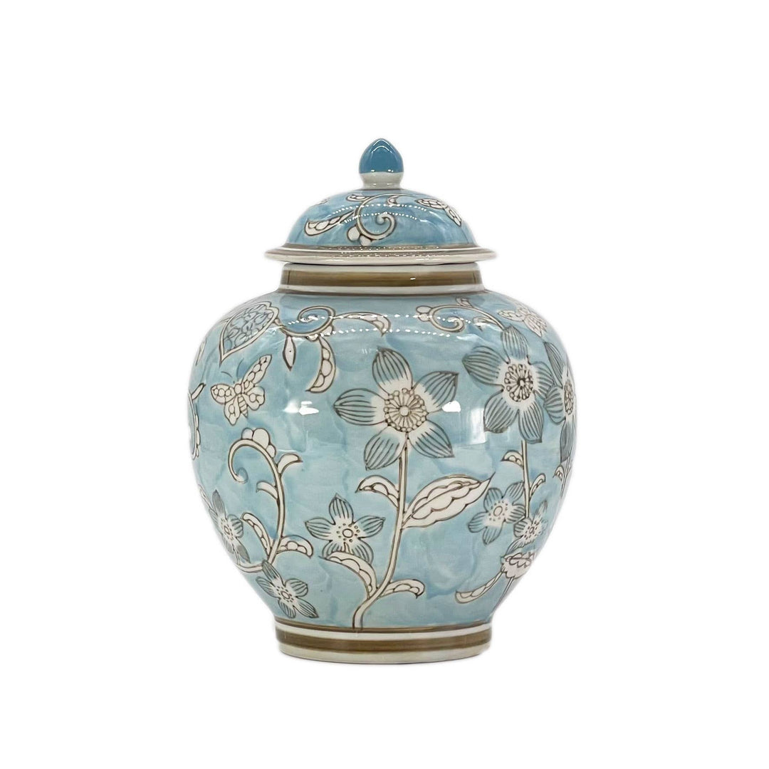 Classic  Floral Ceramic Ginger Jar 10"
