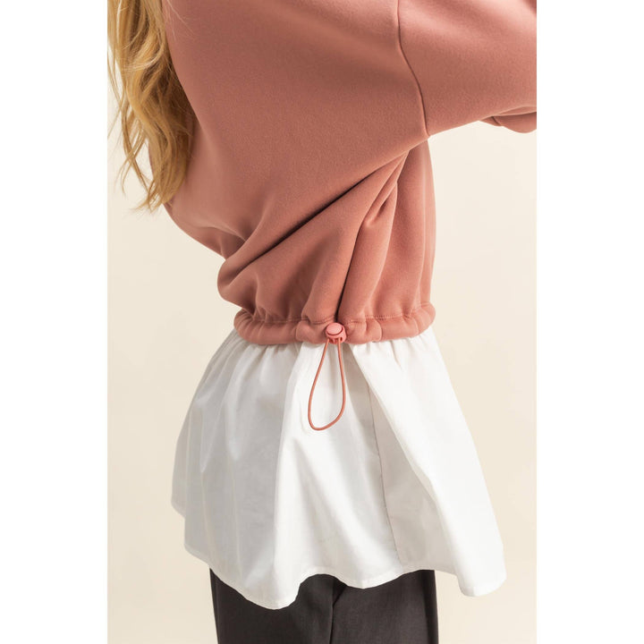 Collared Mixed Media Sweatshirt