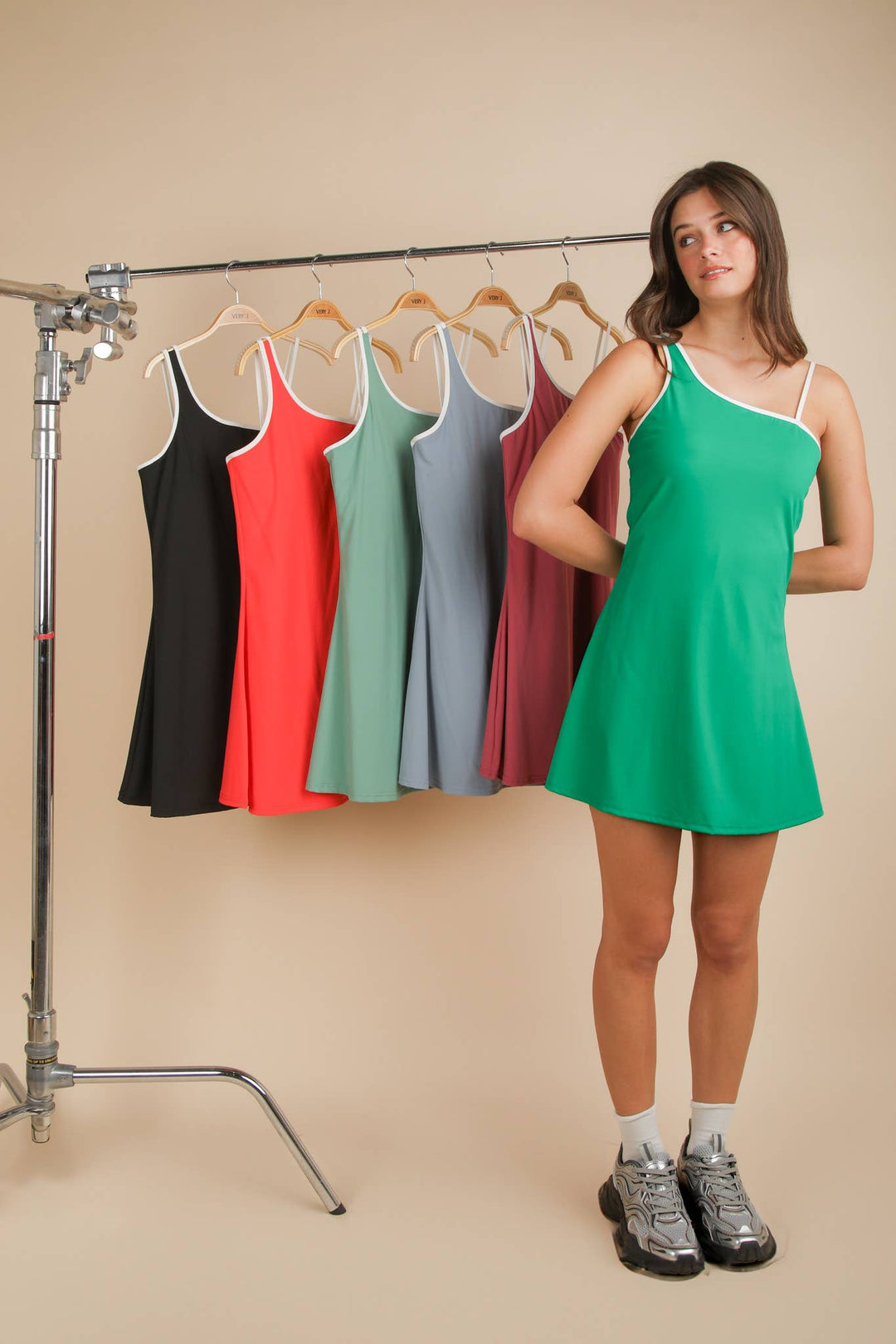 ND31660-Activewear Mini Dress with Inside Lining