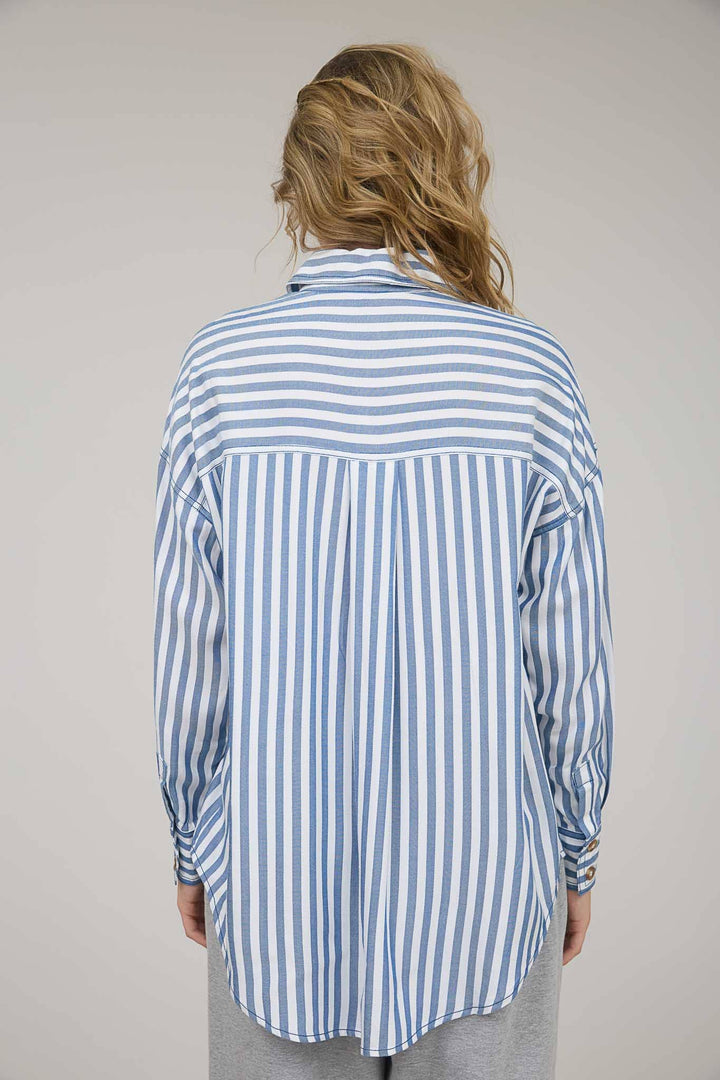 STRIPE COLLARED BUTTON DOWN LONG SLEEVE SHIRT