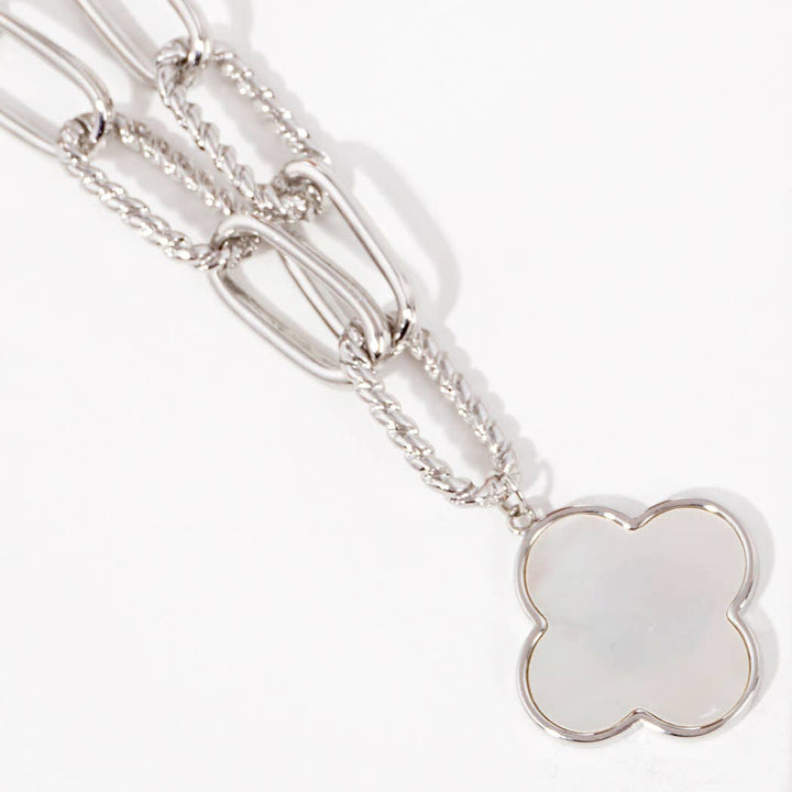 Gold-Dipped Clover Charm Linked Chain Necklace