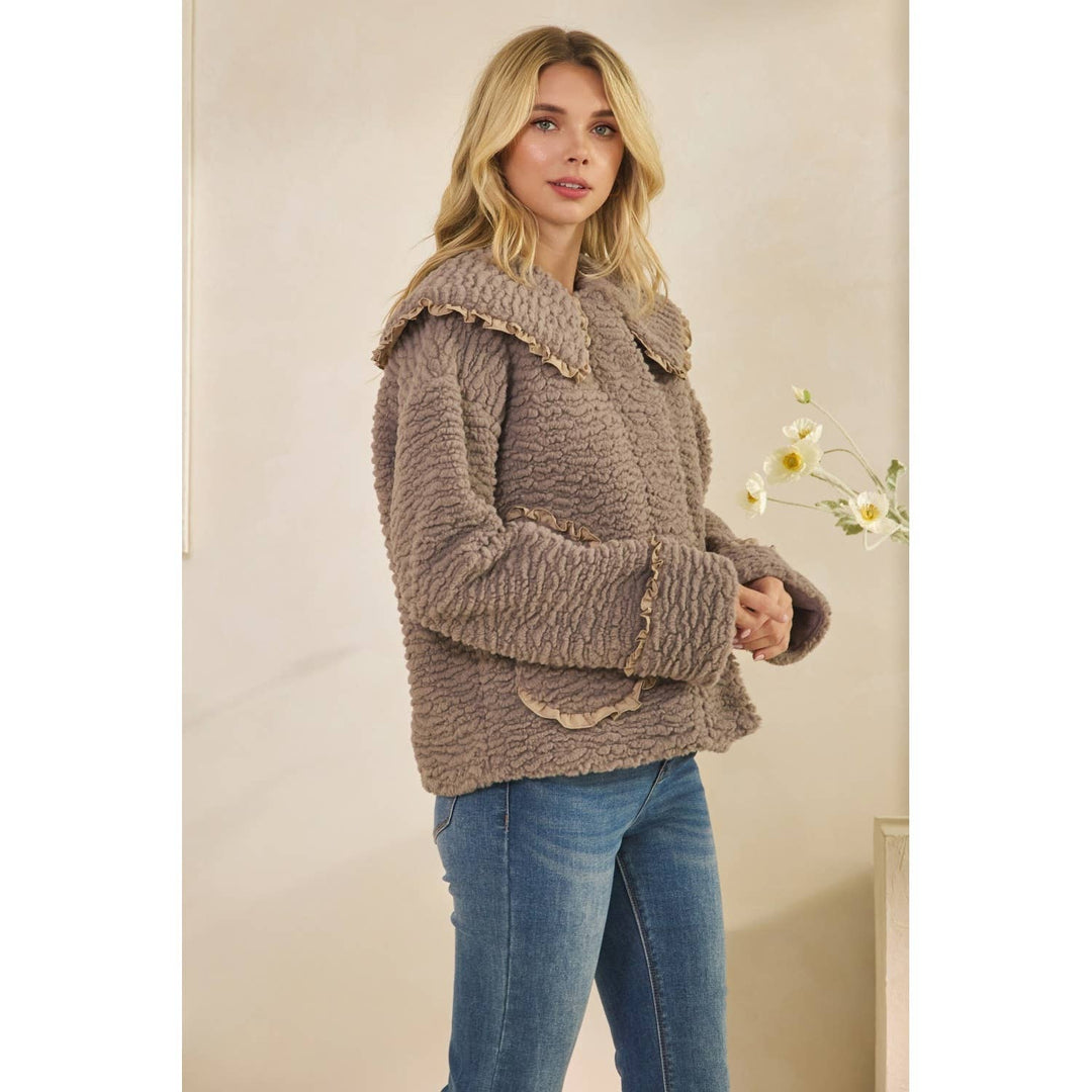 Texture Sherpa Peterpan Collar Short Jacket