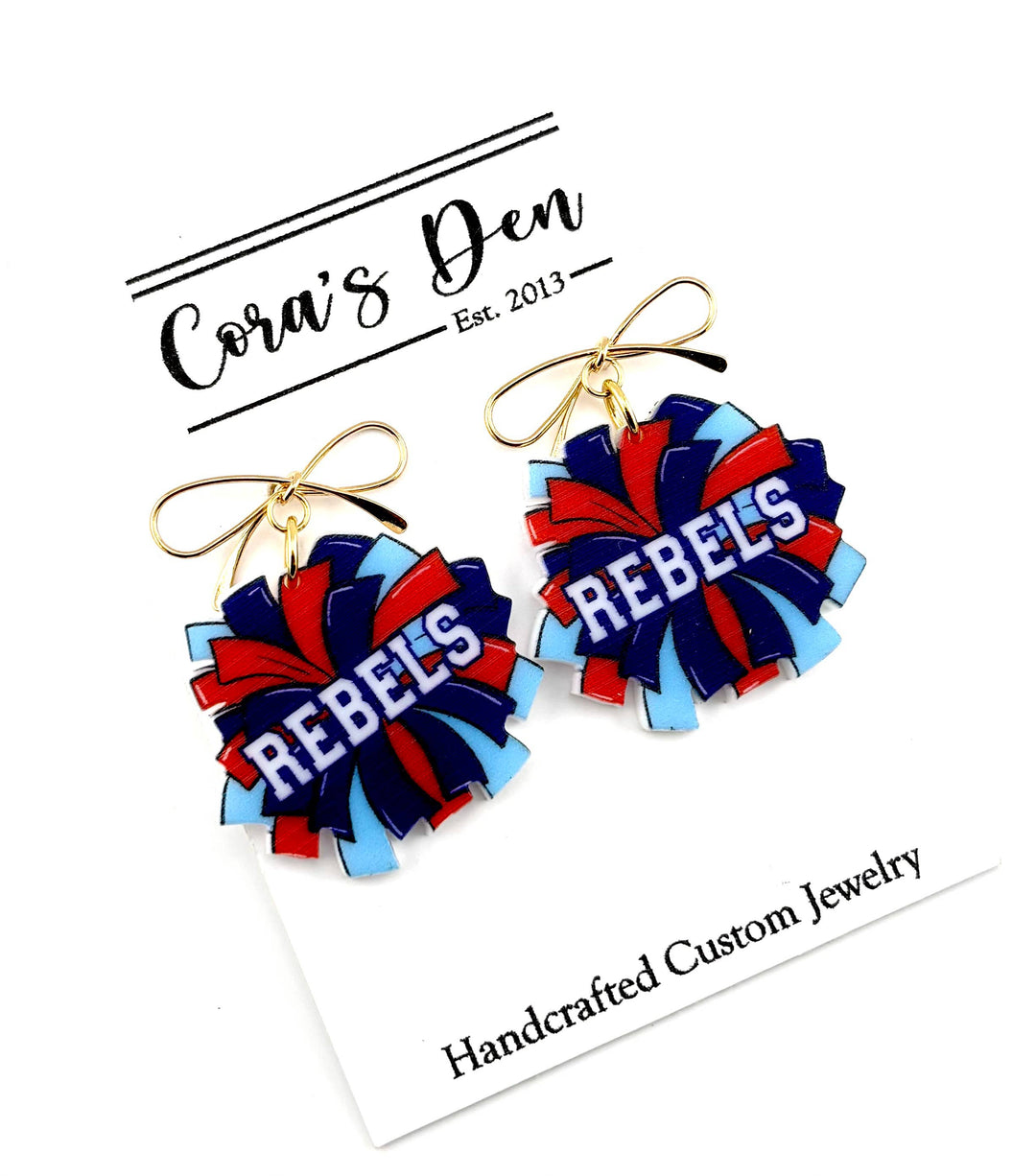 Ole Miss Rebels Earrings-Pom