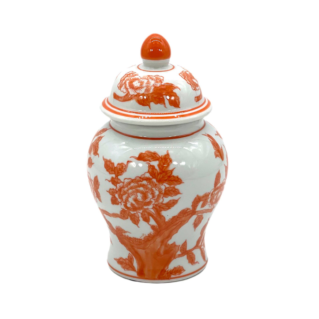 Small Chinoiserie Ceramic Decorative Tea & Ginger Jar 8"