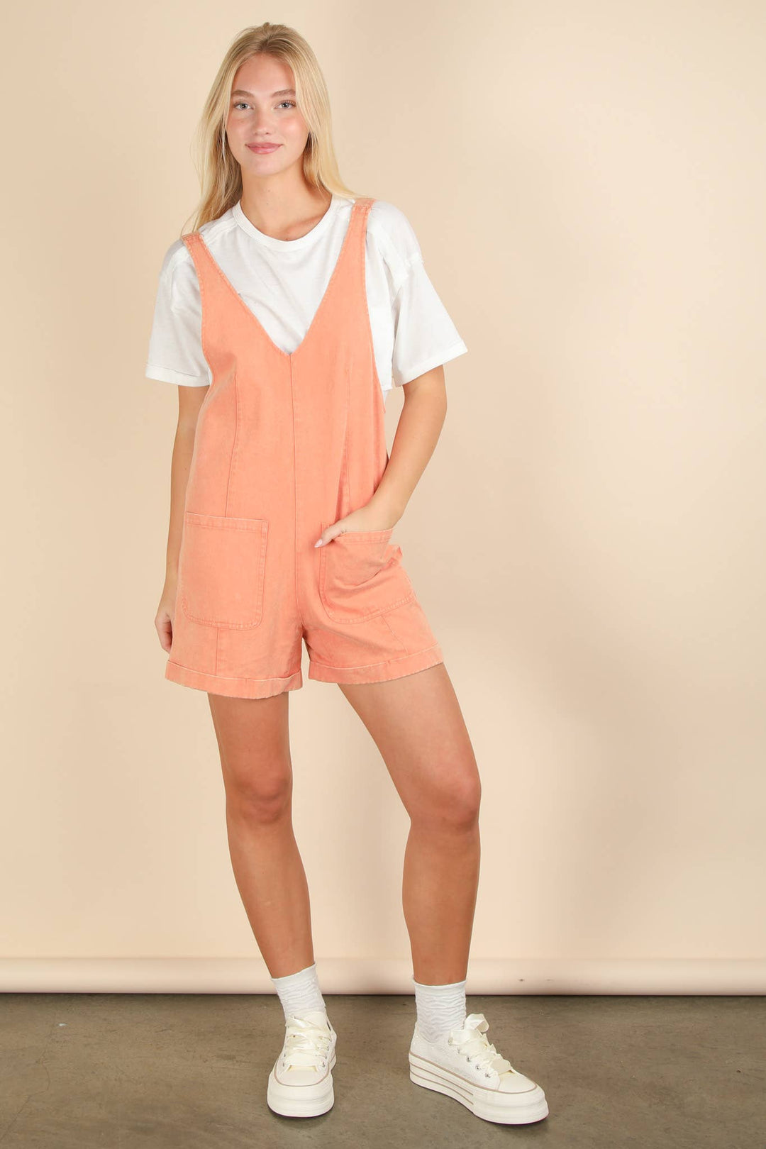 NP70785-Washed Denim Casual Romper