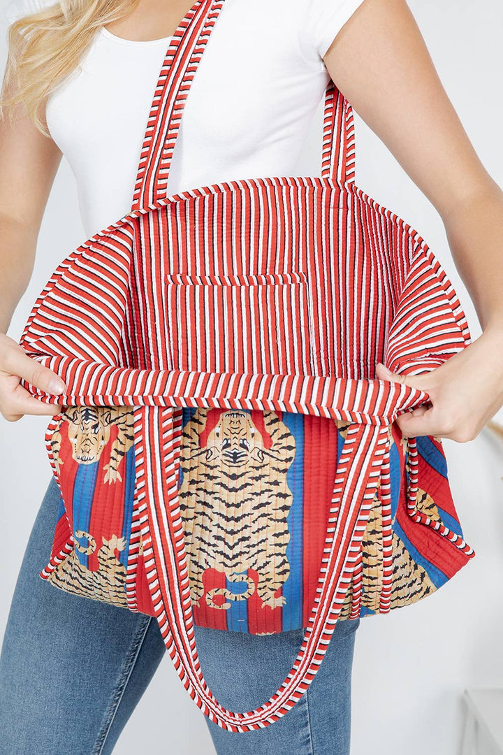 Reversible Quilted Cotton Tote Bag (BG-42)