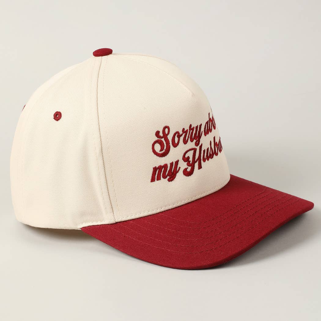 Sorry About My Wife / Husband Embroidery Two-Tone Canvas Cap