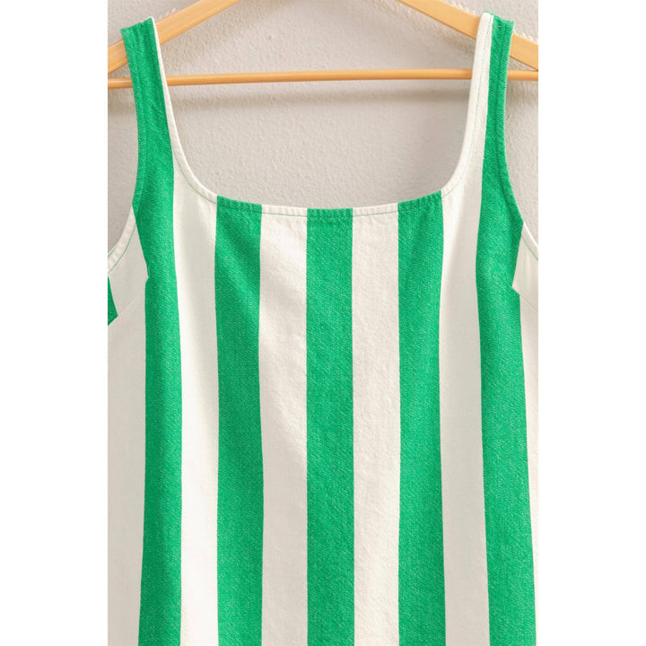 DZ25E182-Striped Square Neck Woven Mini Dress