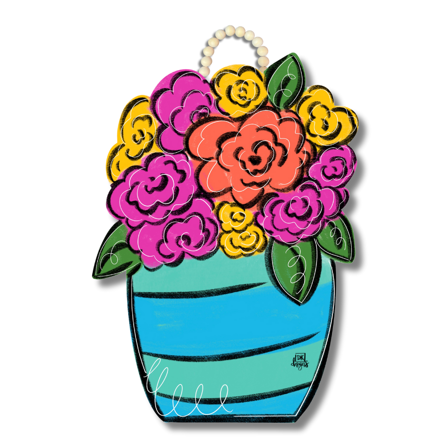 DK Blues Line Flower Jar Large Hanger